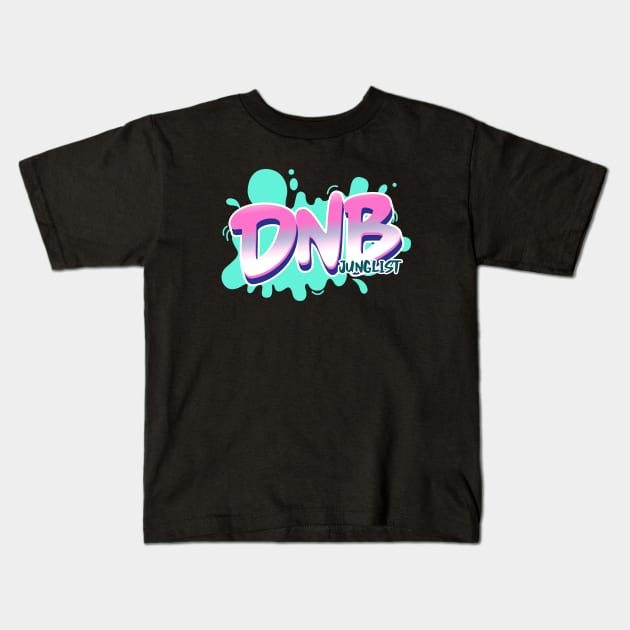 DNB - Junglist Splat Kids T-Shirt by DISCOTHREADZ 